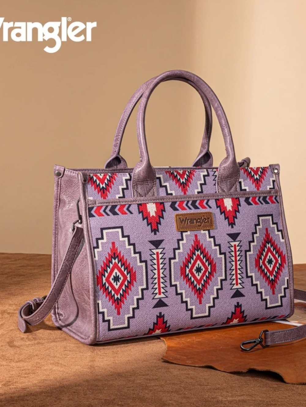Wrangler Aztec Print Canvas Tote Bag Exclusive Purple